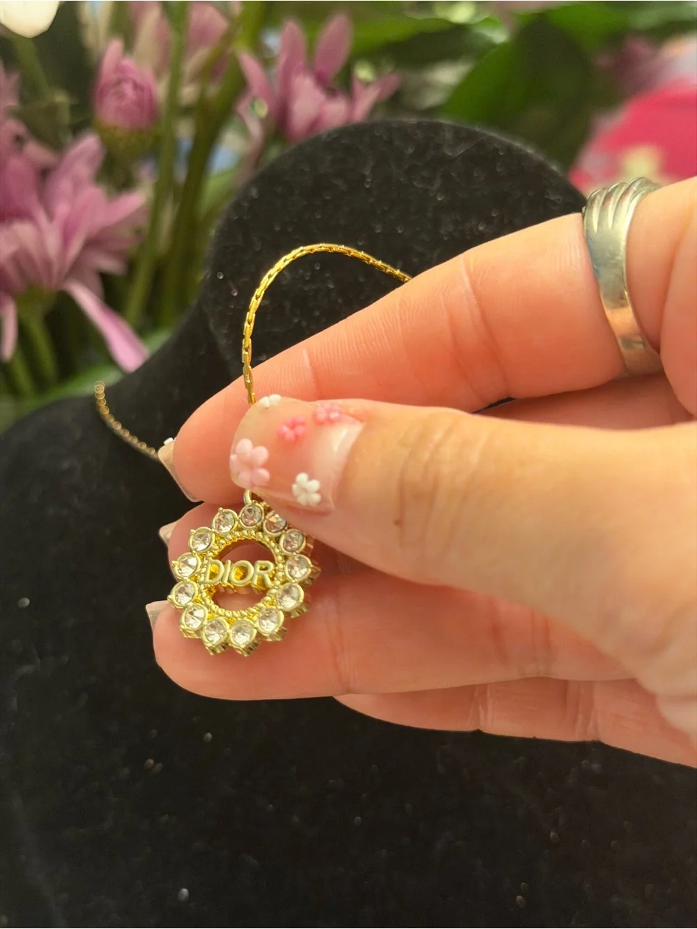 Dior gold and pearl charm necklace